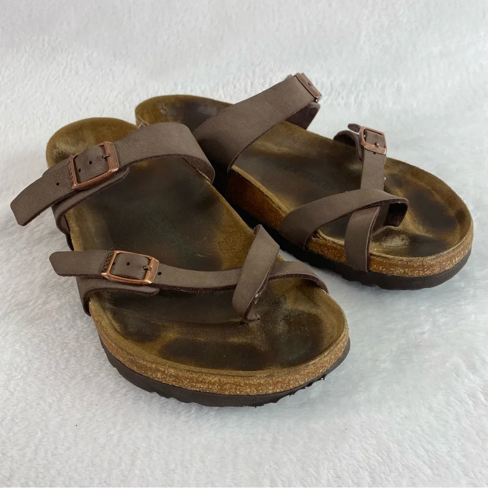 Birkenstock Mayari Women's Sandals Size 41 US 10 - 10.5 Brown Birko-Flor Strappy